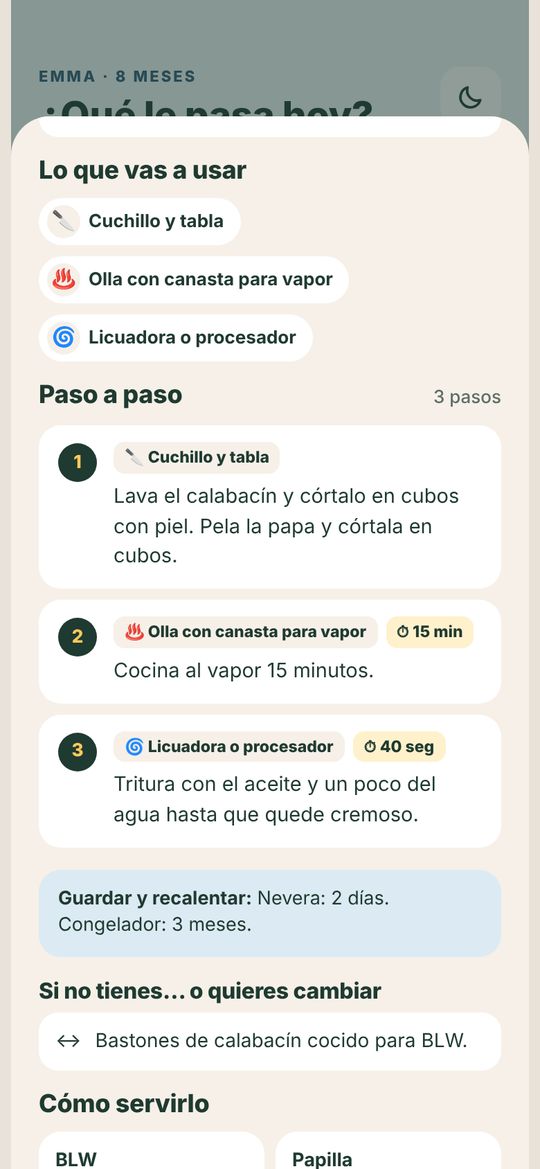 Paso a paso de una receta